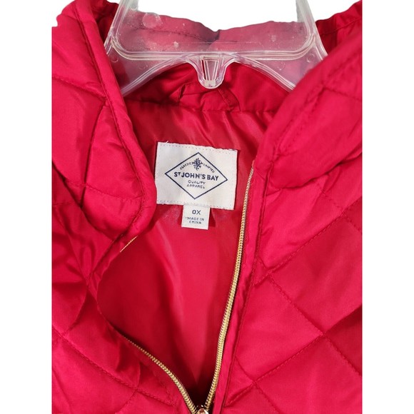 ST JOHNS BAY Women's Puffer Vest size OX Quilted Full Zip Red - Picture 8 of 9
